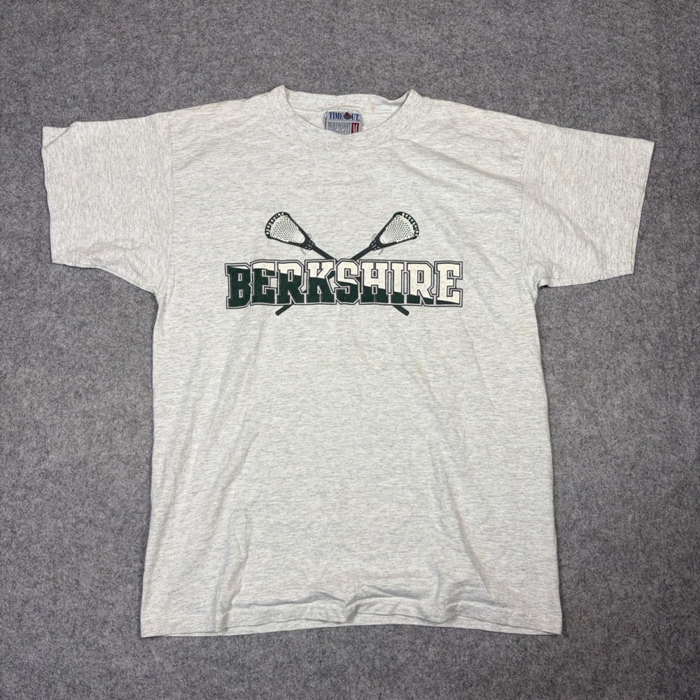 Vintage 90s Time Out‎ Berkshire Lacrosse T-Shirt Heather Grey Made in USA Mens M